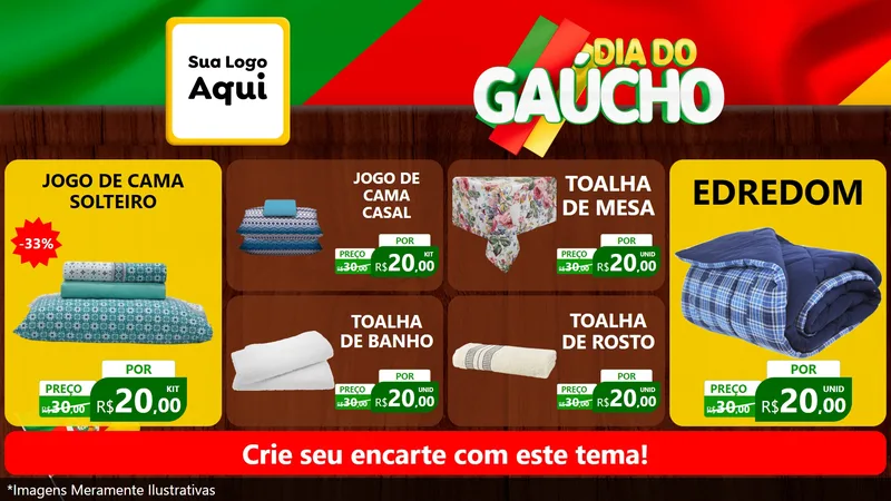 Modelo de TV para TV Horizontal com o tema Dia do Gaúcho para Cama, Mesa e Banho
