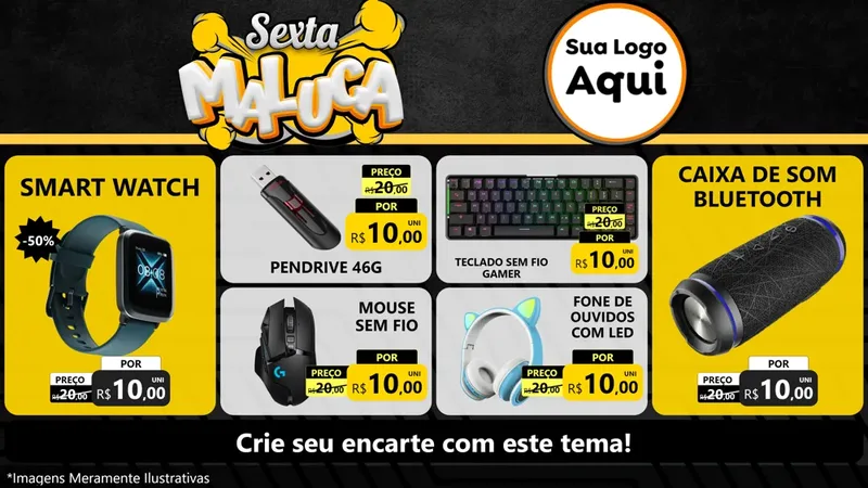 Modelo de TV para TV Horizontal com o tema Sexta Maluca para Informática