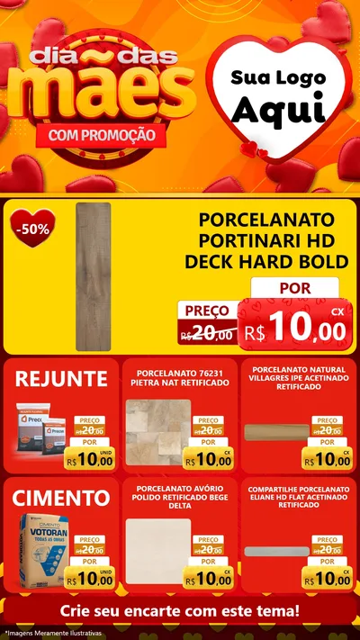 Modelo de Rede Social para Stories com o tema Dia das Mães com Promoção para Pisos e revestimentos