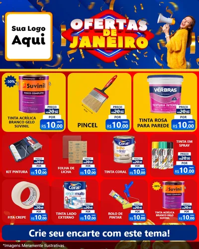 Modelo de Rede Social para Feed Instagram com o tema Ofertas de Janeiro para Tintas e Ferramentas