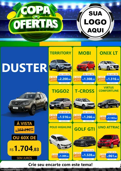 Modelo de Encarte para Encarte A4 Vertical com o tema Copa de Ofertas para Concessionaria de Carros