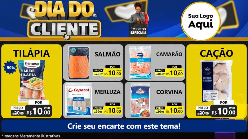 Modelo de TV para TV Horizontal com o tema Dia Do Cliente para Peixaria