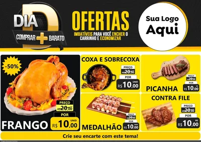 Modelo de Encarte para Encarte A4 Horizontal com o tema Dia D Mais Economia para Assados