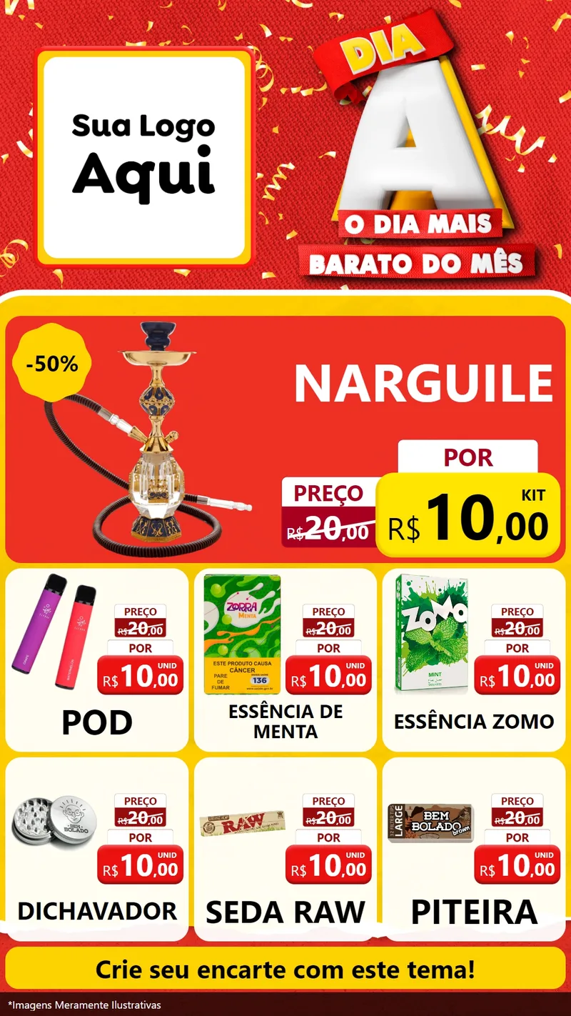 Modelo de Rede Social para Stories com o tema Dia A o Dia Mais Barato do Mês para Tabacaria