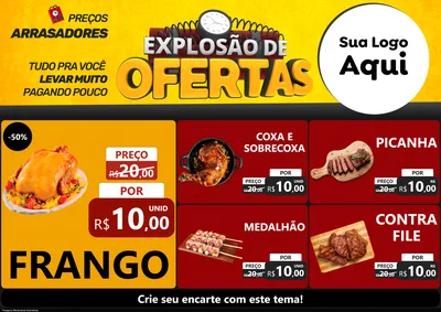 Modelo de Encarte para Encarte A4 Horizontal com o tema Explosão de Ofertas para Assados