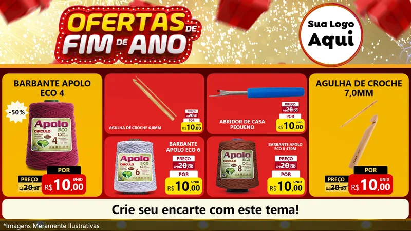 Modelo de TV para TV Horizontal com o tema Ofertas de Fim de Ano para Armarinho e Aviamentos