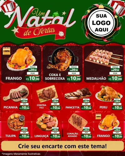 Modelo de Rede Social para Feed Instagram com o tema Um Natal de Ofertas para Assados