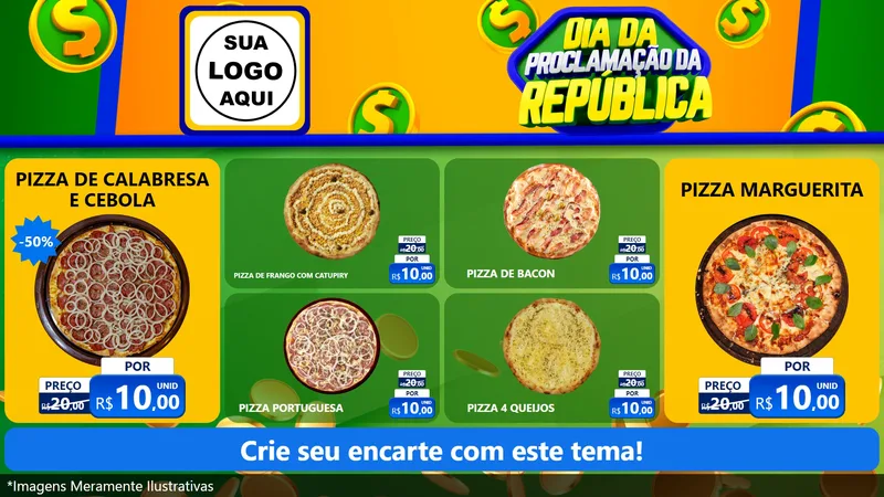 Modelo de TV para TV Horizontal com o tema Dia Da Proclamação da República para Pizzaria
