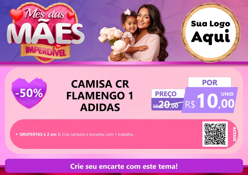 Modelo de Cartaz para Cartaz A4 Horizontal com o tema Mês das Mães Imperdível para Roupas e acessórios