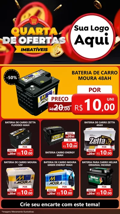 Modelo de Rede Social para Stories com o tema Quarta de Ofertas Imbatíveis para Baterias Elétricas