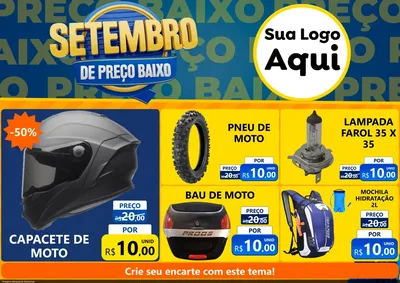 Modelo de Encarte para Encarte A4 Horizontal com o tema Setembro De Preço Baixo para Moto peças