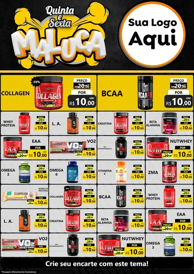 Modelo de Encarte para Encarte A4 Vertical com o tema Quinta e Sexta Maluca para Suplementos alimentares