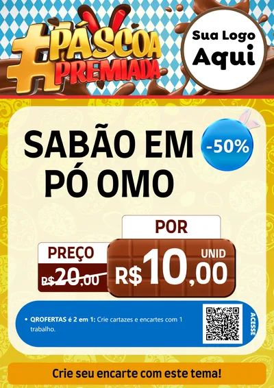 Modelo de Cartaz para Cartaz A4 Vertical com o tema Páscoa Premiada para Produtos de Limpeza