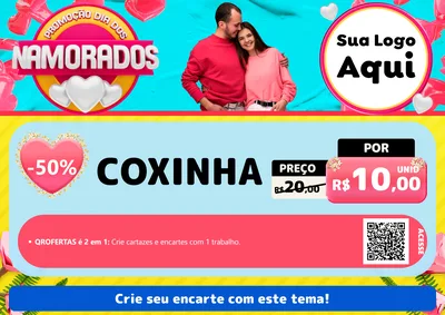 Modelo de Cartaz para Cartaz A4 Horizontal com o tema Promoção Dia dos Namorados para Salgadaria