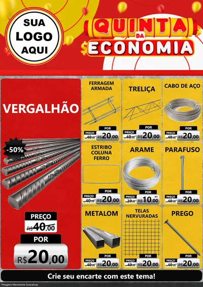 Modelo de Encarte para Encarte A4 Vertical com o tema Quinta da Economia para Ferragens