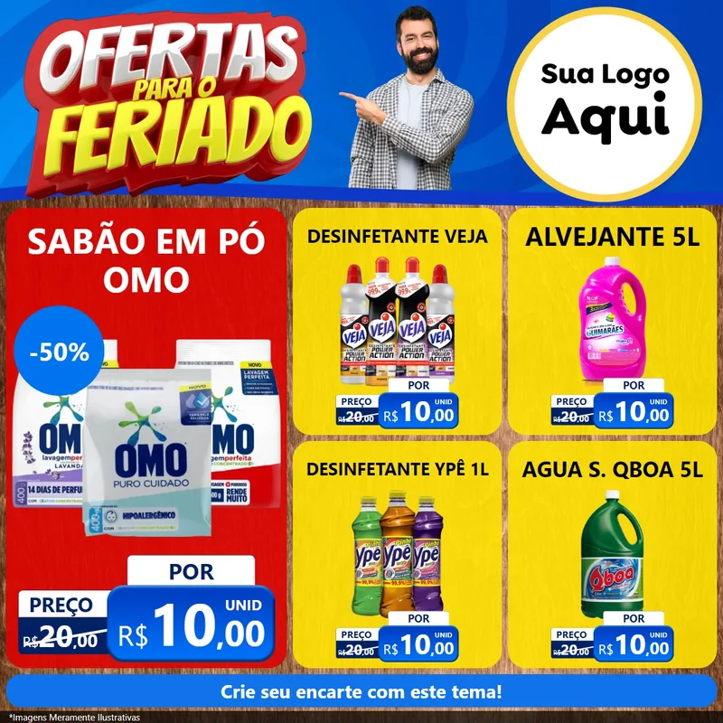 Modelo de Rede Social para Feed Facebook com o tema Ofertas Para O Feriado para Produtos de Limpeza