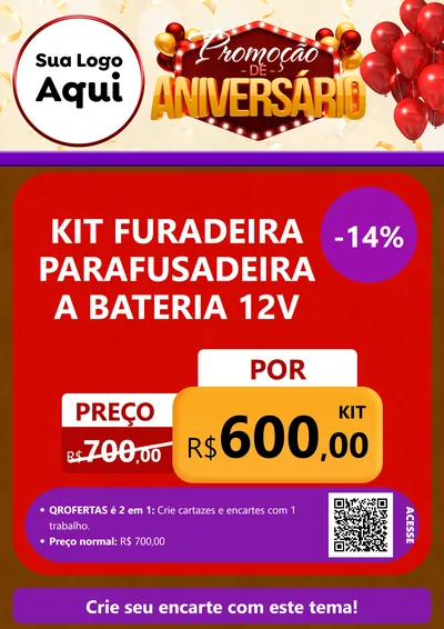 Modelo de Cartaz para Cartaz A4 Vertical com o tema Promoção de Aniversário para Maquinas e Ferramentas