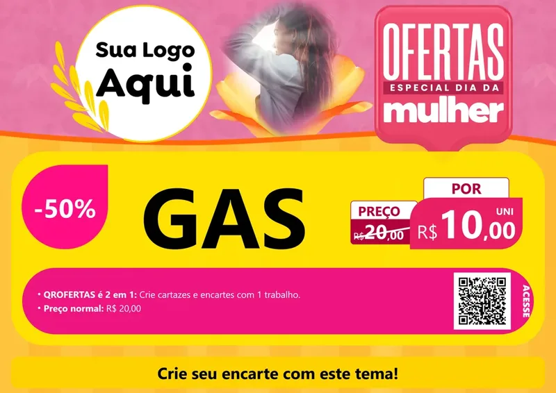 Modelo de Cartaz para Cartaz A4 Horizontal com o tema Ofertas - Especial Dia Das Mulheres para Água e gás
