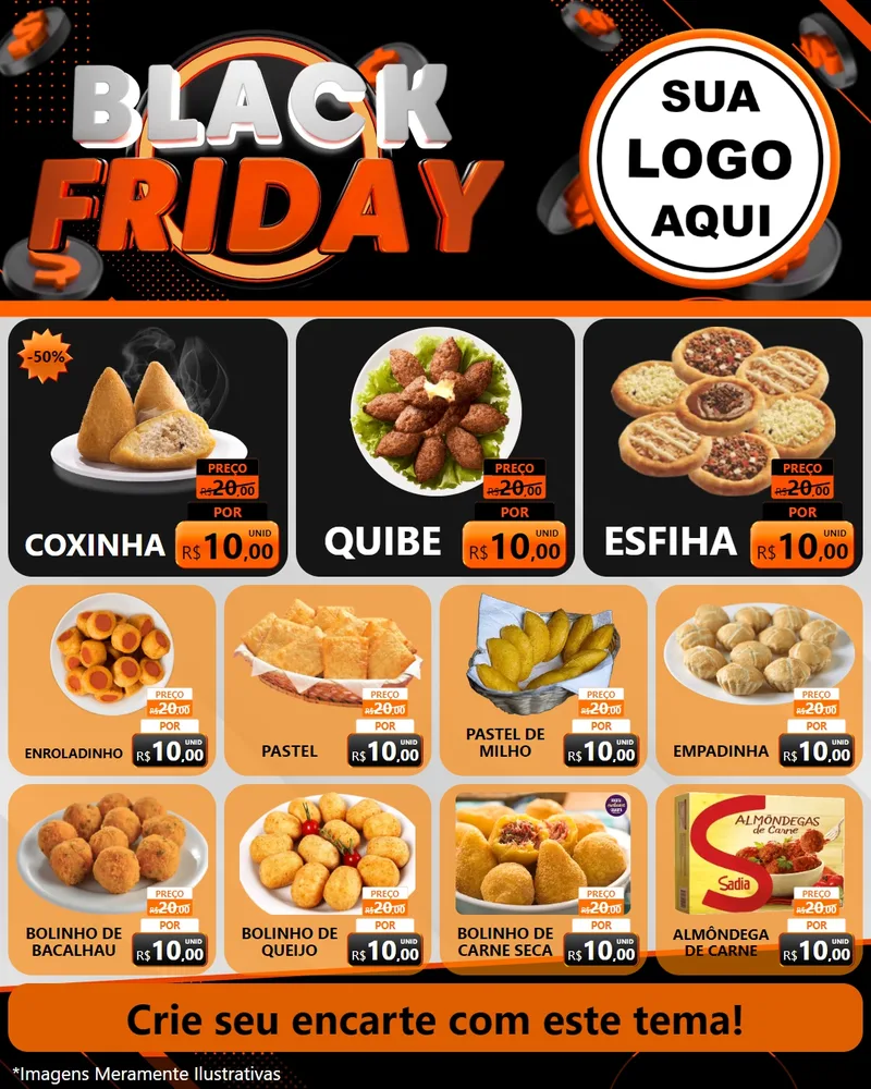 Modelo de Rede Social para Feed Instagram com o tema Black Friday para Salgadaria