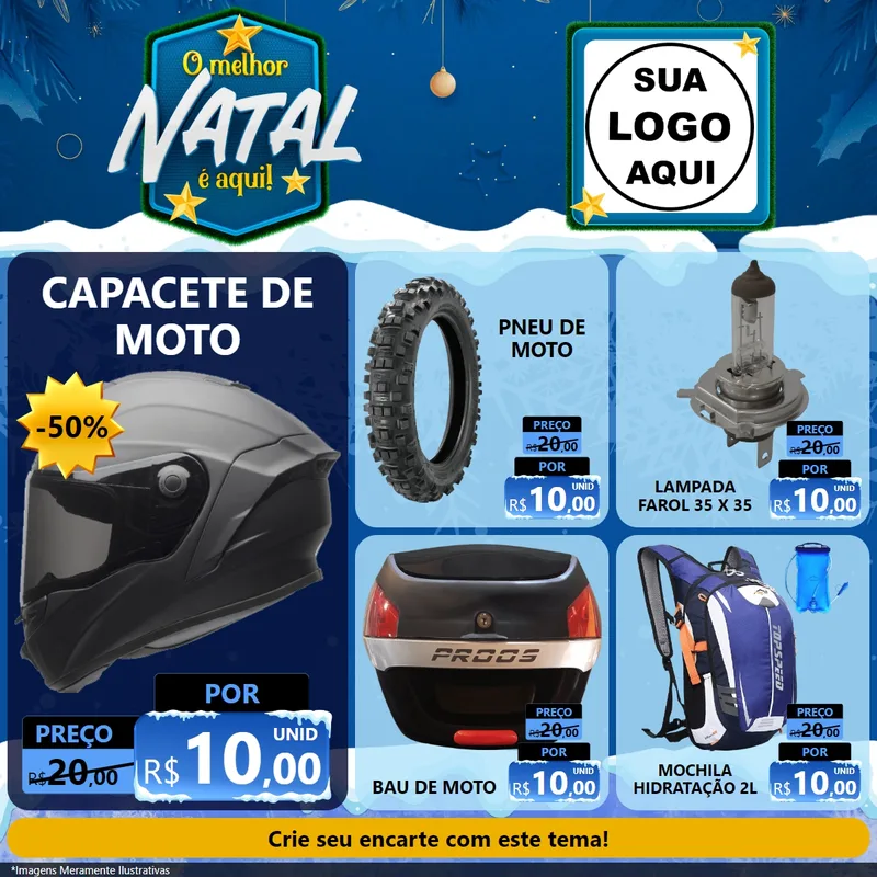 Modelo de Rede Social para Feed Facebook com o tema O Melhor Natal É Aqui! para Moto peças