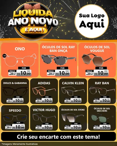 Modelo de Rede Social para Feed Instagram com o tema Liquida Ano Novo É Aqui! para Óticas