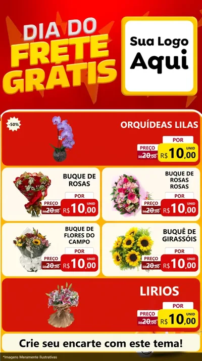 Modelo de TV para TV Vertical com o tema Dia do Frete Grátis para Floricultura e jardim