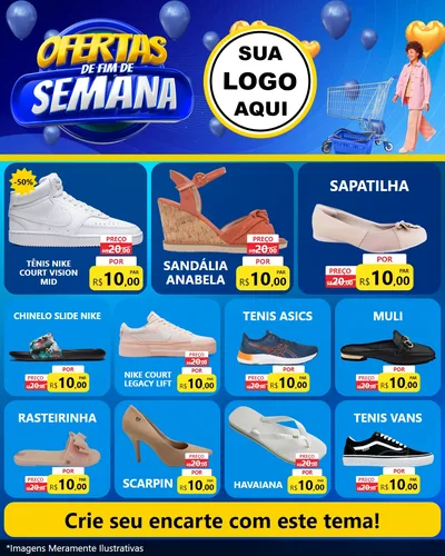 Modelo de Rede Social para Feed Instagram com o tema Ofertas de Fim de Semana para Calçados