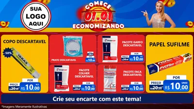 Modelo de TV para TV Horizontal com o tema Comece 1º de Janeiro Economizando para Embalagens