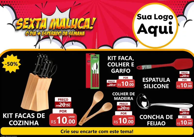 Modelo de Encarte para Encarte A4 Horizontal com o tema Sexta Maluca! para Utilidades Domésticas
