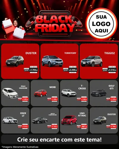Modelo de Rede Social para Feed Instagram com o tema Black Friday para Concessionaria de Carros