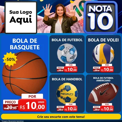 Modelo de Rede Social para Feed Facebook com o tema Nota 10 para Artigos Esportivos