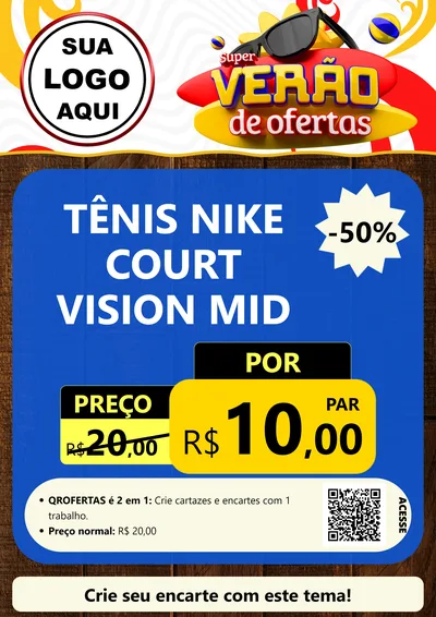 Modelo de Cartaz para Cartaz A4 Vertical com o tema Super Verão de Ofertas para Calçados