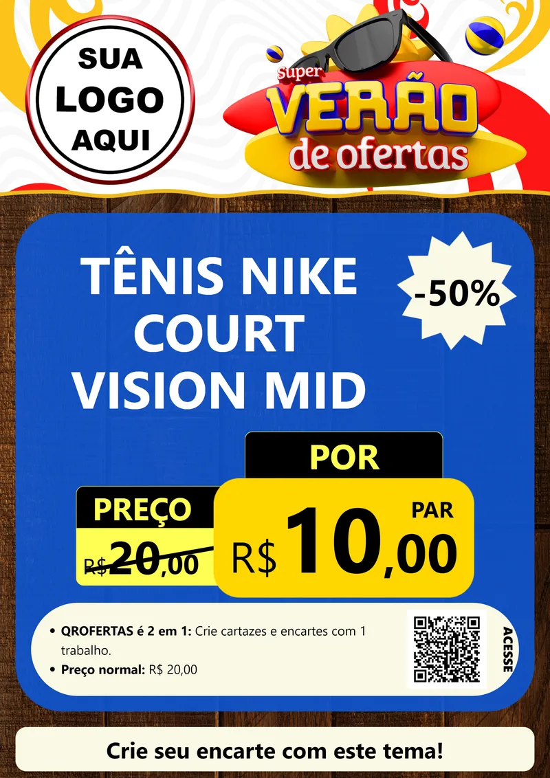 Modelo de Cartaz para Cartaz A4 Vertical com o tema Super Verão de Ofertas para Calçados