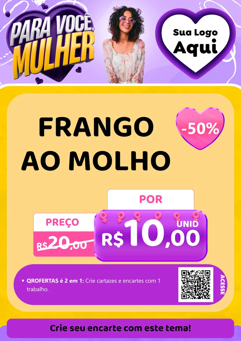 Modelo de Cartaz para Cartaz A4 Vertical com o tema Para Você, Mulher para Restaurante