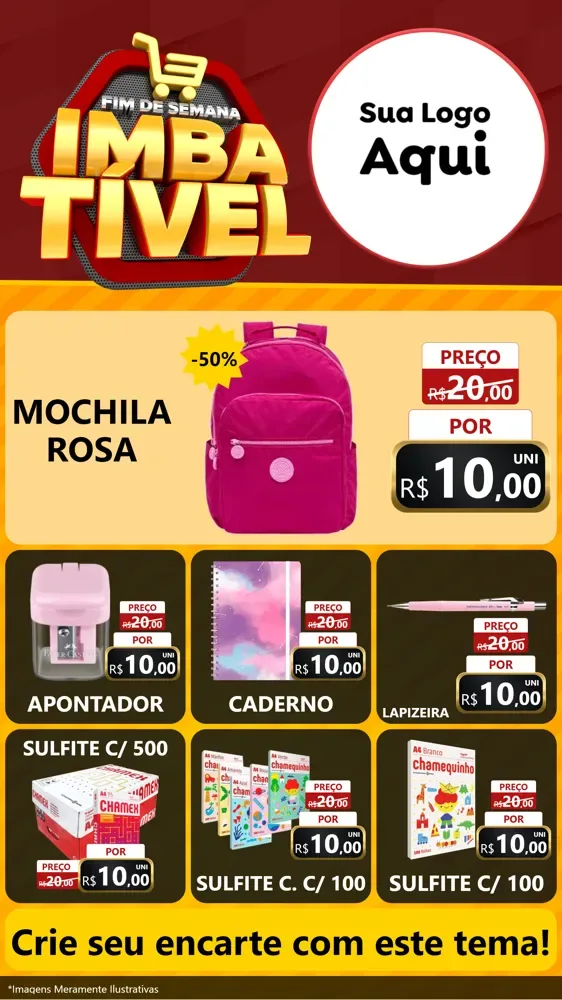 Modelo de Rede Social para Stories com o tema Fim de Semana Imbatível para Papelaria