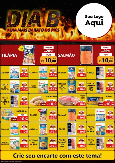 Modelo de Encarte para Encarte A4 Vertical com o tema Dia B para Peixaria