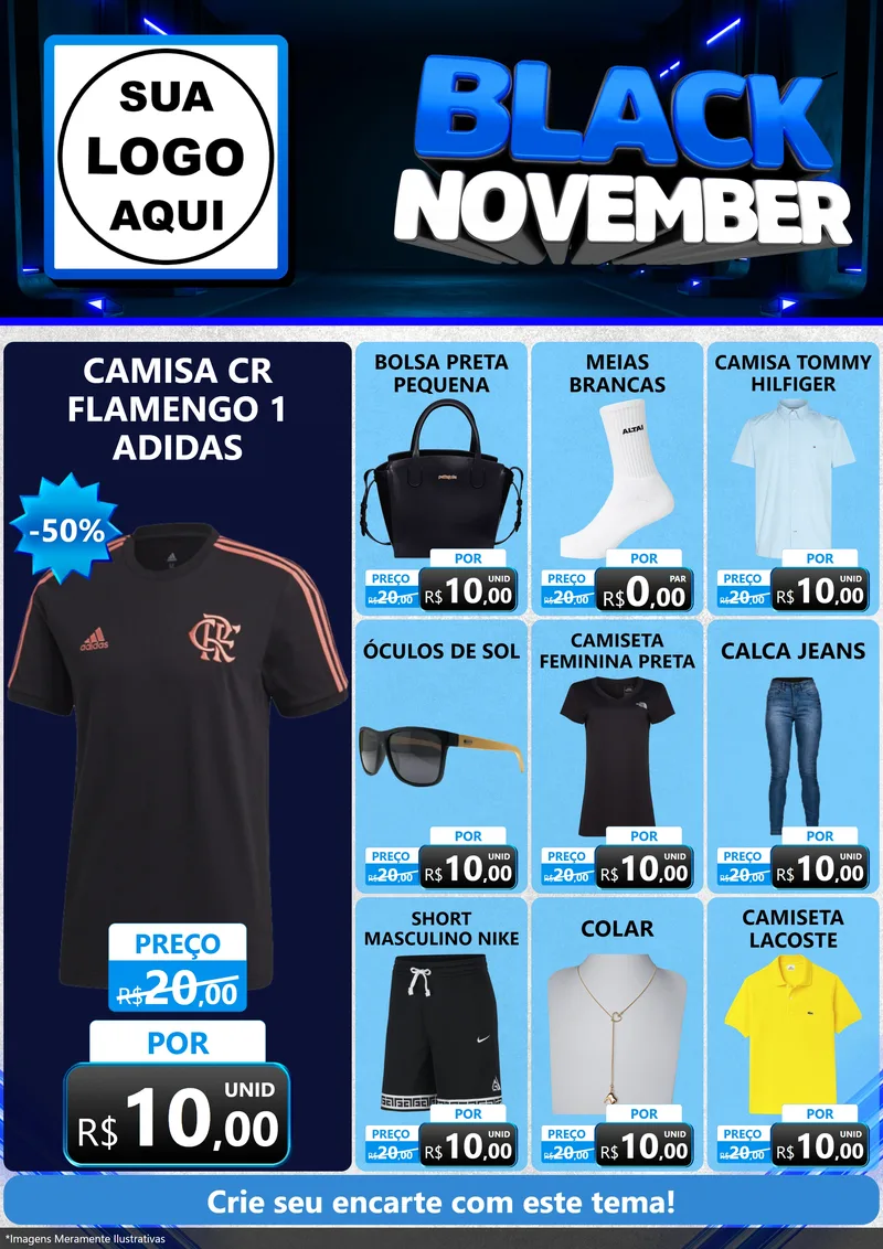 Modelo de Encarte para Encarte A4 Vertical com o tema Black November para Roupas e acessórios
