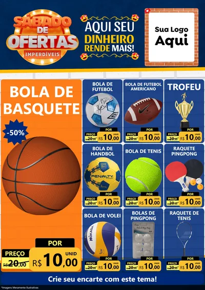 Modelo de Encarte para Encarte A4 Vertical com o tema Sábado de Ofertas Imperdíveis para Artigos Esportivos