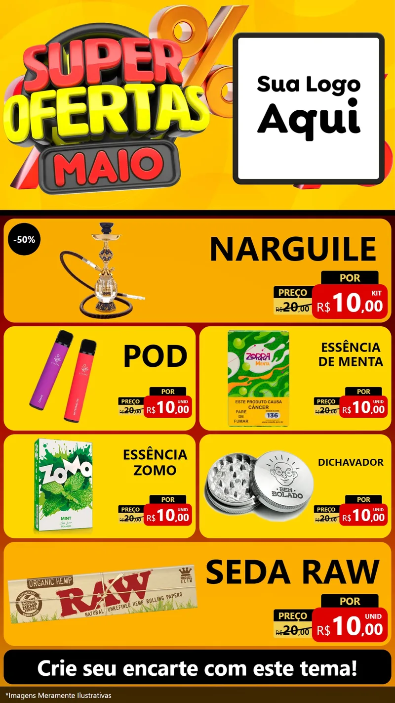 Modelo de TV para TV Vertical com o tema Super Ofertas Maio para Tabacaria