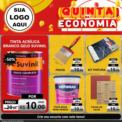 Modelo de Rede Social para Feed Facebook com o tema Quinta da Economia para Tintas e Ferramentas