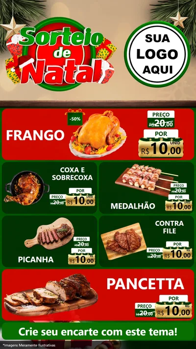 Modelo de TV para TV Vertical com o tema Sorteio de Natal para Assados