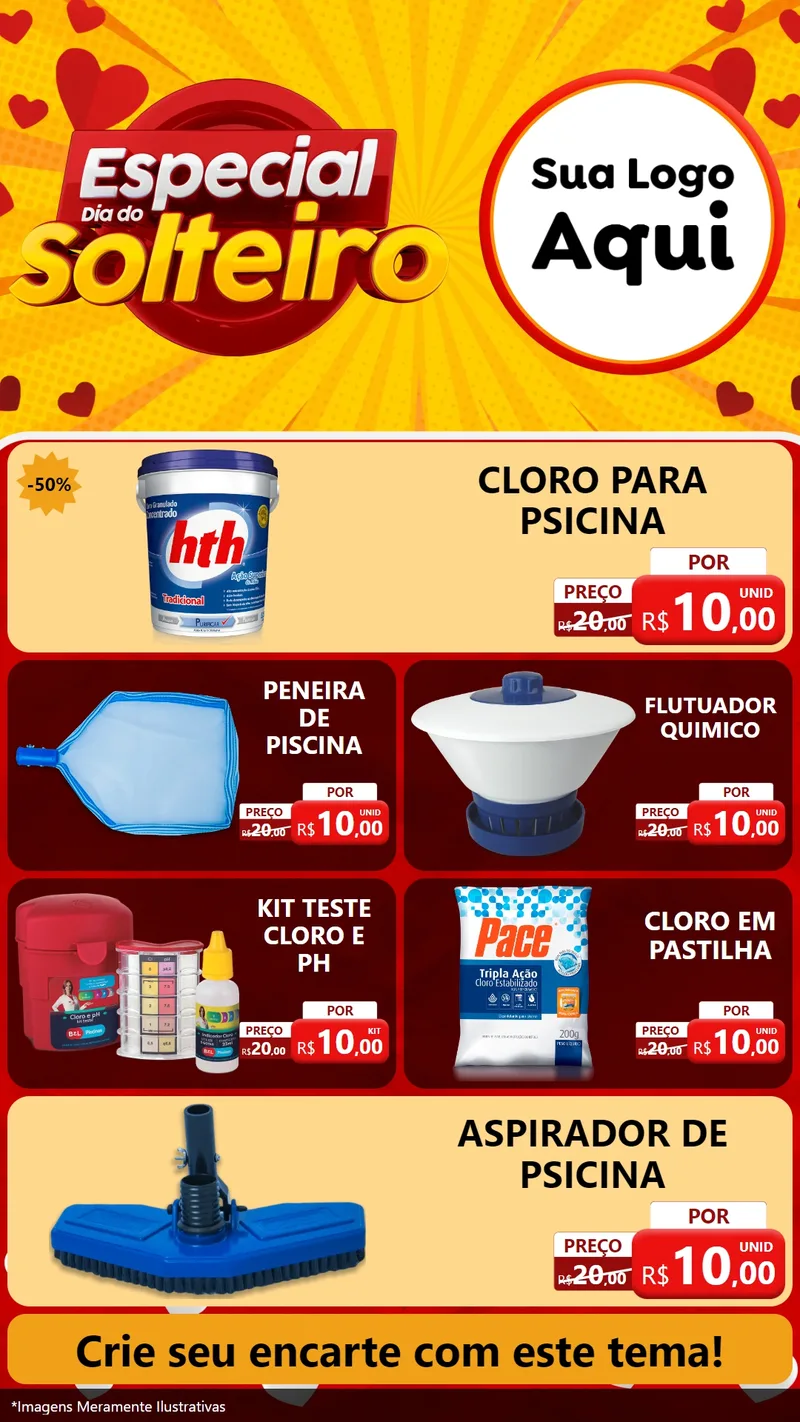 Modelo de TV para TV Vertical com o tema Especial Dia do Solteiro para Produtos para Piscina