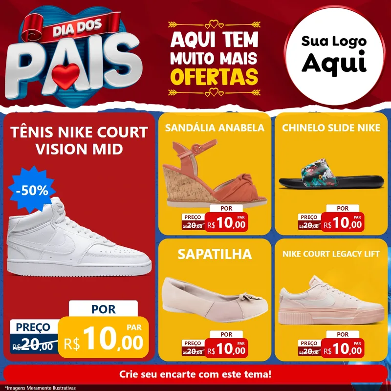 Modelo de Rede Social para Feed Facebook com o tema Dia dos Pais para Calçados