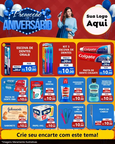 Modelo de Rede Social para Feed Instagram com o tema Promoção de Aniversário para Higiene Pessoal