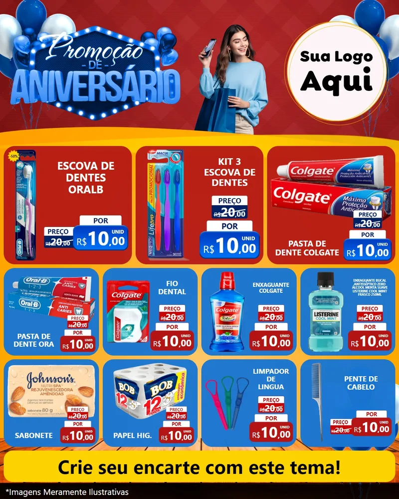 Modelo de Rede Social para Feed Instagram com o tema Promoção de Aniversário para Higiene Pessoal