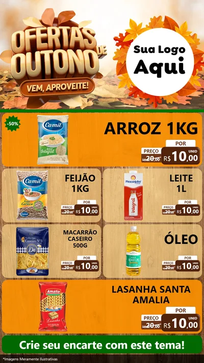 Modelo de TV para TV Vertical com o tema Ofertas de Outono - Vem, Aproveite! para Supermercado