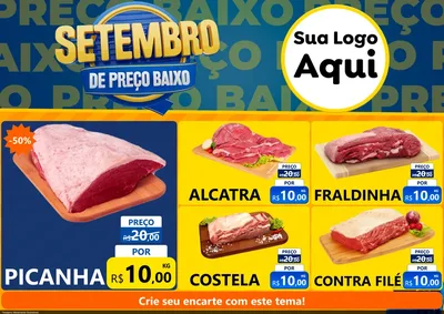 Modelo de Encarte para Encarte A4 Horizontal com o tema Setembro De Preço Baixo para Açougue