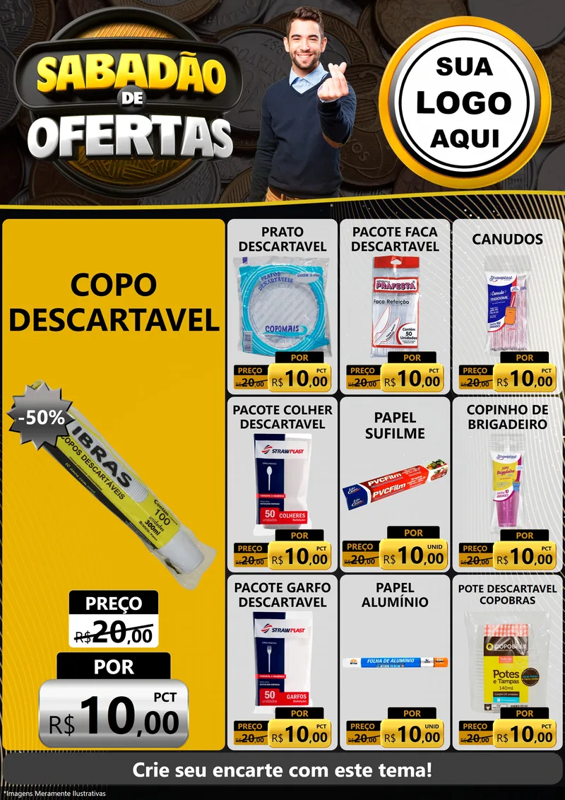 Modelo de Encarte para Encarte A4 Vertical com o tema Sabadão de Ofertas para Embalagens