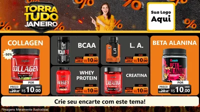 Modelo de TV para TV Horizontal com o tema Torra Tudo Janeiro para Suplementos alimentares