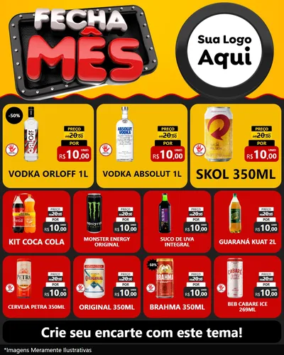 Modelo de Rede Social para Feed Instagram com o tema Fecha Mês para Distribuidora de bebidas